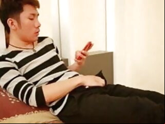 twink (gay) Asian gay strokes his cock in bed gay porn (gay)
